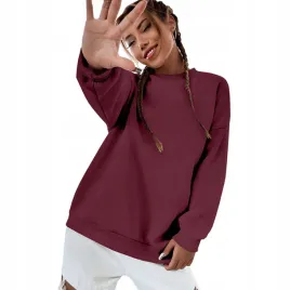 bluza-damska-oversize-bawelniana-sukienka-luzna-burgundowa-bez-kaptura-xl