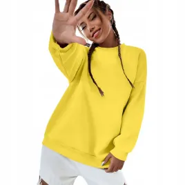bluza-damska-oversize-bawelniana-sukienka-luzna-zolta-bez-kaptura-m