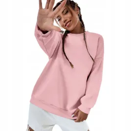 bluza-damska-oversize-bawelniana-sukienka-luzna-rozowa-bez-kaptura-xl
