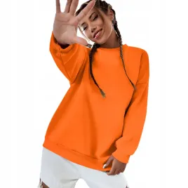 bluza-damska-oversize-bawelniana-sukienka-luzna-pomaranczowa-bez-kaptura-s