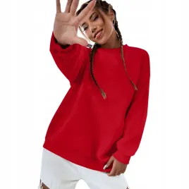 bluza-damska-oversize-bawelniana-sukienka-luzna-czerwona-bez-kaptura-m