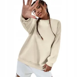 bluza-damska-oversize-bawelniana-sukienka-luzna-kremowa-bez-kaptura-s