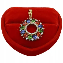 zlota-zawieszka-kolorowe-kolo-rozetka-elegancka-antyalergiczna