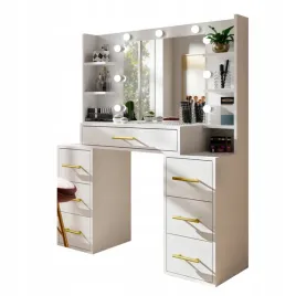 toaletka-star-biala-z-lustrem-led-szufladami-110-cm-zlote-uchwyty