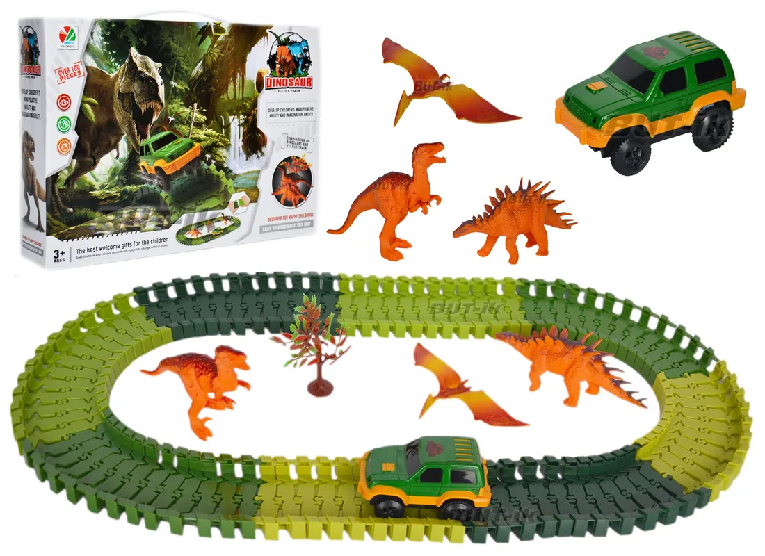 tor-samochodowy-autko-3-dinozaury-track-dinosaur-stan-nowy