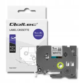 qoltec-tasma-do-brother-tze-221-or-9mm-x-8m-or-biala-czarny-nadruk