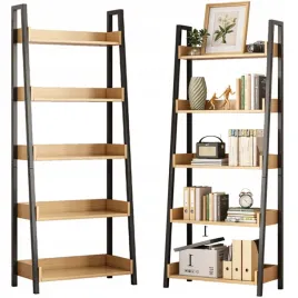 regal-drabinka-na-ksiazki-segregatory-debowy-czarny-do-biura-salonu-loft