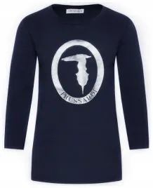 longsleeve-damski-trussardi-granatowy-z-logo-xs