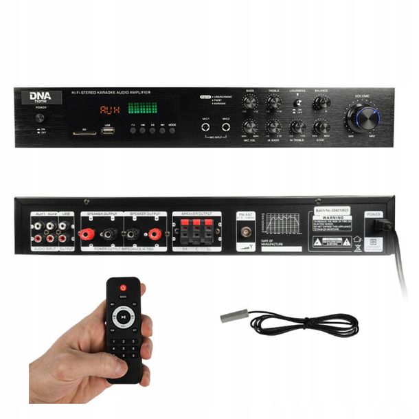 ﻿WZMACNIACZ DŹWIĘKU STEREO HIFI BLUETOOTH USB SD FM AUX PILOT DO KARAOKE 5.0