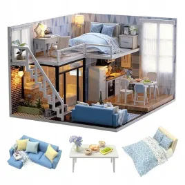 miniaturowy-domek-diy-niebieski-loft-do-sklejenia-nowoczesne-wnetrze