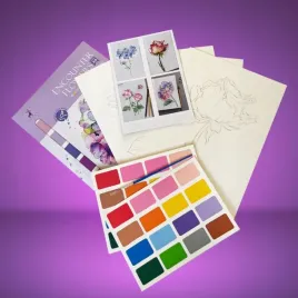 malowanie-akwarela-letnie-kwiaty-ramka-obrazek-farby-pedzel-diy-akwarela