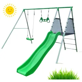 duzy-zielony-skladany-stalowy-plac-zabaw-ogrodowy-zjezdzalnia-hustawka-4w1