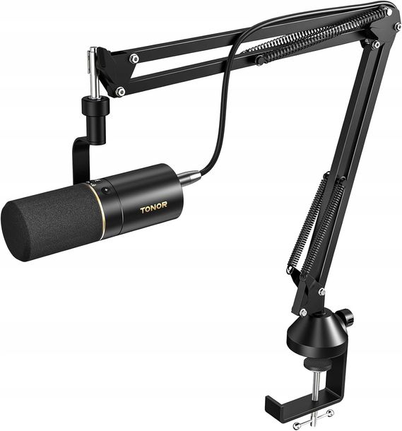 ﻿Mikrofon Dynamiczny z Wysięgnikiem TONOR USB/XLR do podcastów nagrań TD510+