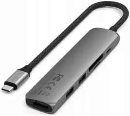 satechi-6-w-1-slim-adapter-usb-c-hdmi-usb-a-czytnik-kart-szary