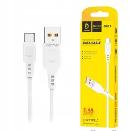 kabel-usb-typ-c-do-telefonu-denmen-bialy-1m-usb-c-do-szybkiego-ladowania