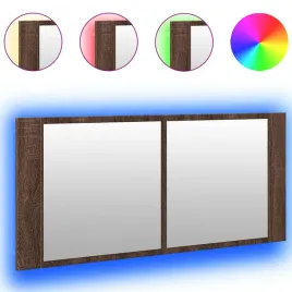 szafka-lazienkowa-z-lustrem-i-led-brazowy-dab-100x12x45-cm