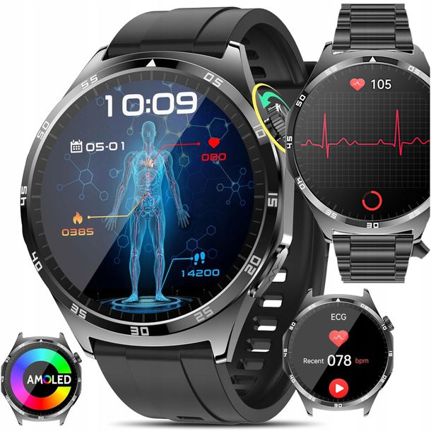 ﻿SMARTWATCH ZEGAREK EKG CIŚNIENIOMIERZ GLUKOZA GLIKEMIA HRV ROZMOWY MENU PL
