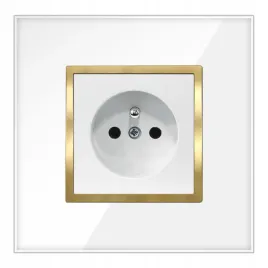 gniazdko-pojedyncze-z-bolcem-biale-zlote-w-ramce-szklanej-kontakt-quadra