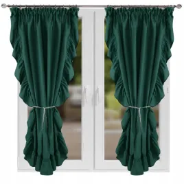 zaslona-do-salonu-sypialni-gladka-falbany-160x150-butelkowa-zielen-komplet
