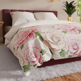 komplet-poscieli-160x200-poszewki-bawelna-satynowa-kwiaty-roze-3d