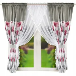 komplet-zaslony-rozowe-tulipany-firanka-woalowa-pompony-160x400-cm