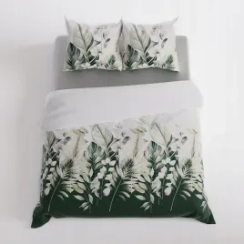 komplet-poscieli-satynowej-220x200-cm-zielona-w-liscie-100percent-bawelna-leafy
