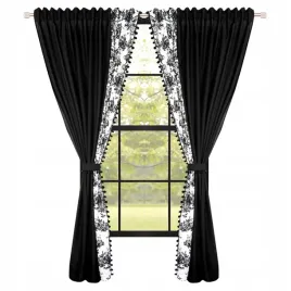 komplet-zaslona-pomponiki-do-salonu-250x190cm-czarny-kwiaty-2szt