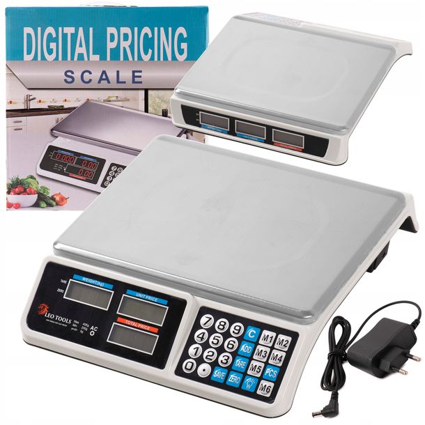 ELEKTRONICZNA WAGA SKLEPOWA MAGAZYNOWA LCD KALKULACYJNA 40kg/2g AKUMULATOR