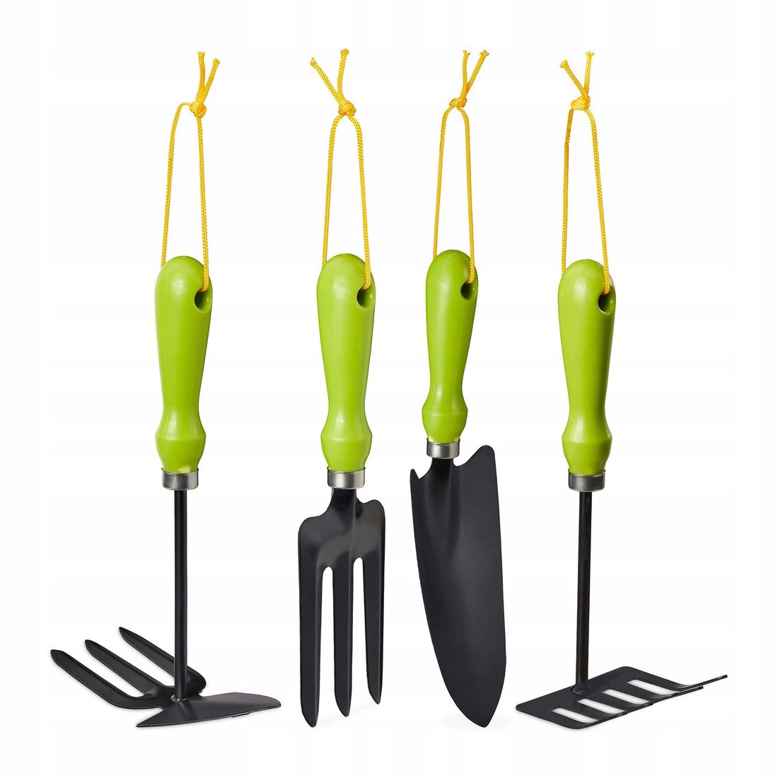 Relaxdays 4-Piece Garden Tool Set, Garden Trowel, Hand Rake, Double ...