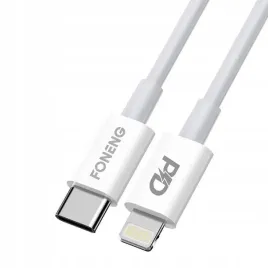 kabel-usb-c-do-lightning-foneng-x31-3a-2m-bialy
