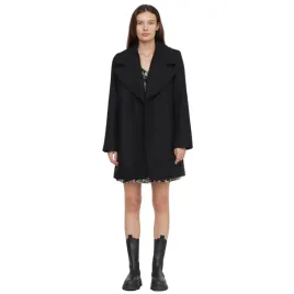 plaszcz-damski-sinequanone-matea-welniany-czarny-blyszczacy