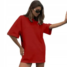 koszulka-damska-oversize-dluga-t-shirt-czerwona-tunika-mini-sukienka-xxl