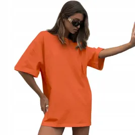 koszulka-damska-oversize-dluga-t-shirt-pomaranczowa-tunika-mini-sukienka-l