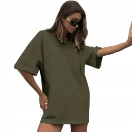 koszulka-damska-oversize-dluga-t-shirt-khaki-tunika-mini-sukienka-xl