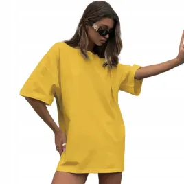 koszulka-damska-oversize-dluga-t-shirt-zolta-tunika-mini-sukienka-m