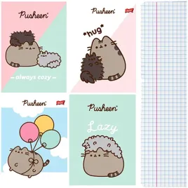 zeszyt-w-kratke-a5-32-kartki-laminowany-majewski-pusheen-kotek-4-sztuki