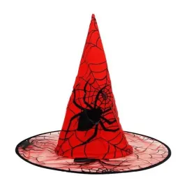 kapelusz-czarownicy-czerwony-cc245-z-pajeczyna-i-pajakiem-wiedzma-halloween