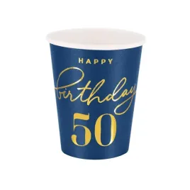 kubeczki-happy-birthday-50-130391-granatowe-6-sztuk-220-ml-urodzinowe