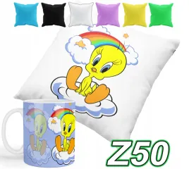 zestaw-kubek-poszewka-z-nadrukiem-looney-kanarek-ptaszek-imie-gratis