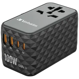 verbatim-adapter-podrozny-eu-uk-us-gan2xusb-a-2xusb-c-pd-100w-uta-06-czarny