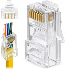 100-x-wtyki-zlacza-koncowki-przelotowe-kat-5e-rj45-8p8c-5e-rj-45-100-sztuk