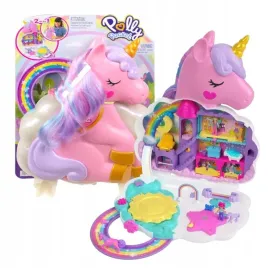 mattel-polly-pocket-zestaw-jednorozec-salon-pieknosci-ruchomy-wybieg-wieza