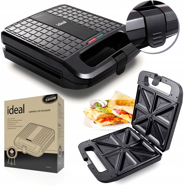﻿OPIEKACZ SANDWICH TOSTER ELDOM XXL 4 DUŻE KANAPKI TOSTY 2300W SUPER GRZANKI