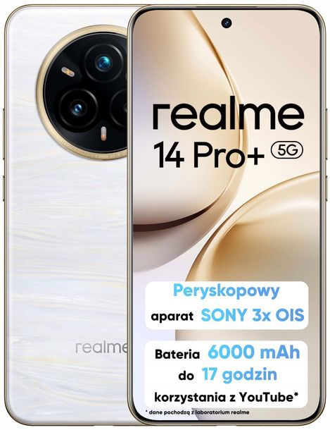﻿Smartfon realme 14 Pro+ 5G 12/512GB Dual SIM NFC OLED Biały Perłowy
