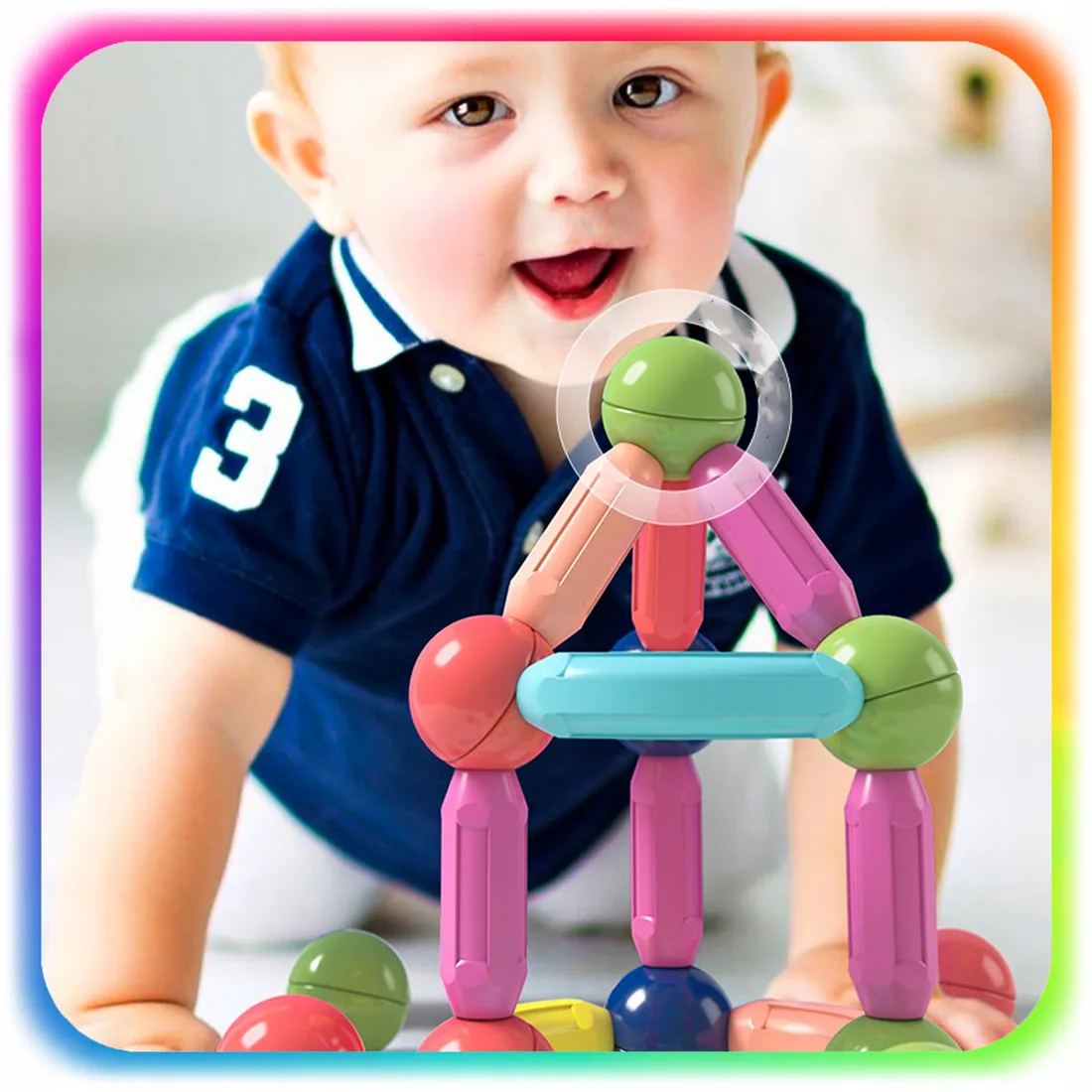 ZESTAW XL 128EL KLOCKI MAGNETYCZNE KONSTRUKCYJNE EDUKACYJNE STICKS