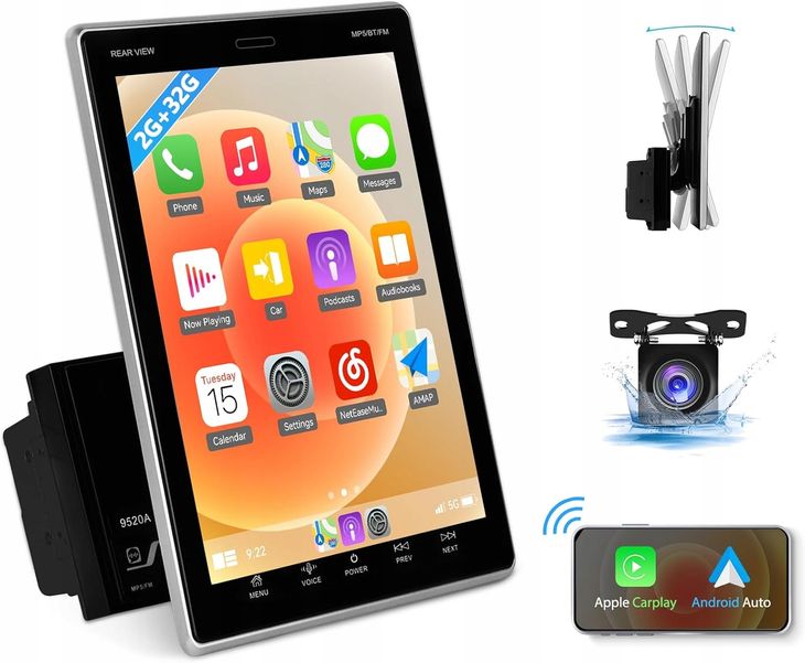 RADIO SAMOCHODOWE 2 DIN 2GB/64GB ANDROID AUTO CARPLAY WIFI GPS 9.5