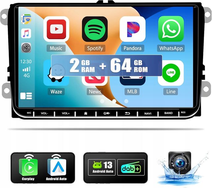 RADIO 2DIN ANDROID 13 VW GOLF 5 V 6 VI PASSAT B6 B7 SEAT SKODA 2/64G DAB+