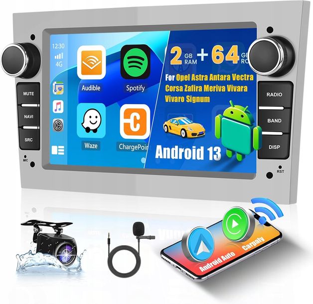 RADIO 2 DIN ANDROID 13 OPEL ASTRA CORSA VECTRA ZAFIRA MERIVA ANTARA 2+64 GB