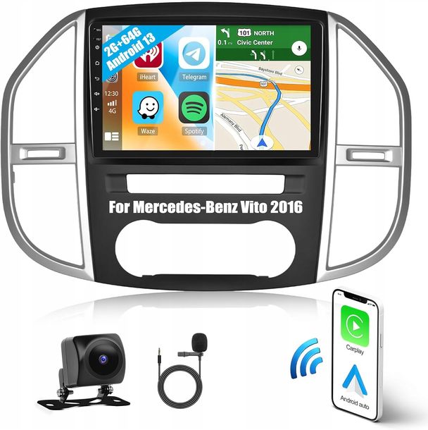 ﻿RADIO Android 12 radio do Mercedes Vito W447 2014-2020 10” Carplay KAMERA