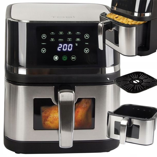 FRYTKOWNICA BEZTŁUSZCZOWA FRYTOWNICA AIR FRYER DUŻA DO PIECZENIA 2400W 10L